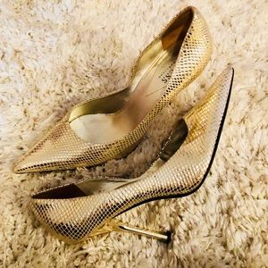 GUESS by Marciano Gold Snakeskin Pumps